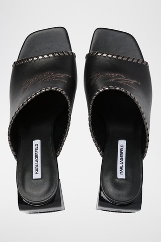 Mules à talons en cuir - Noir