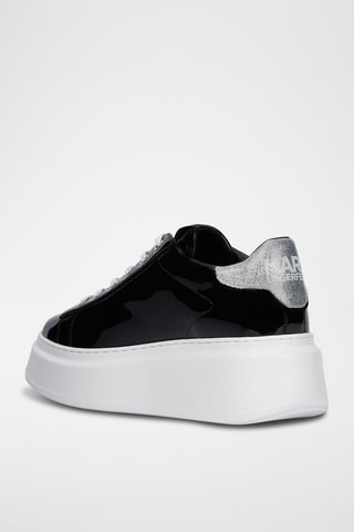 Baskets compensées en cuir verni - Noir