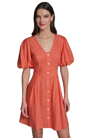 Robe patineuse en lin - Corail
