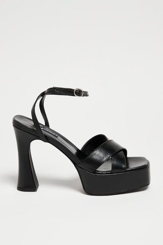 Sandales à talons en cuir - Noir