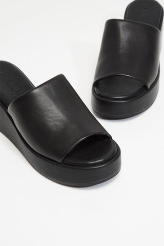 Mules plateformes en cuir - Noir