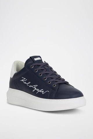 Baskets plateformes en cuir - Bleu marine