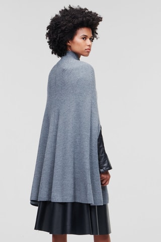 Cape en laine - Gris chiné
