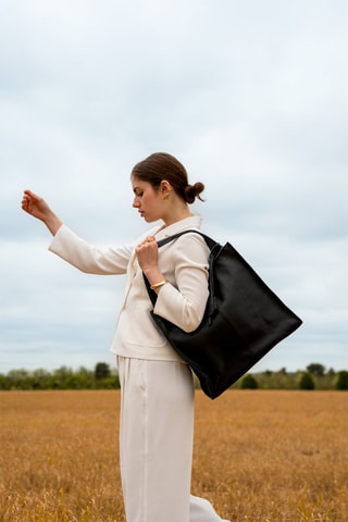 Borsa a mano in pelle Agathe - Nero