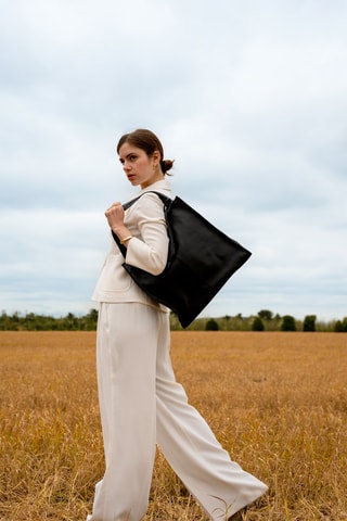 Borsa a mano in pelle Agathe - Nero
