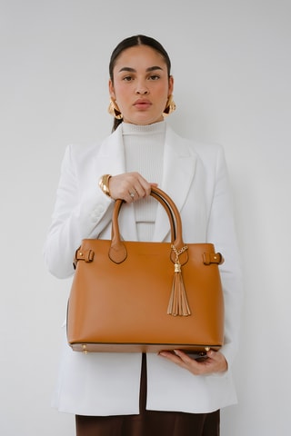 Borsa a mano in pelle Anita - Marrone