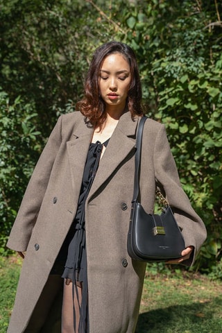 Borsa a tracolla in pelle Hely - Nero