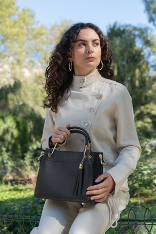 Borsa a mano in pelle Lamy - Nero