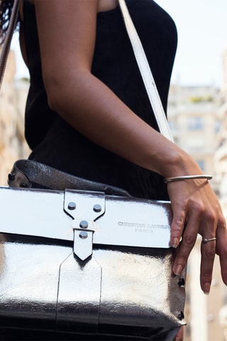 Borsa a mano in pelle Paty - Argentato