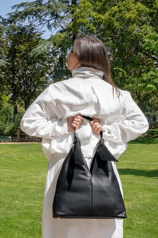 Borsa a spalla in pelle Halo - Nero