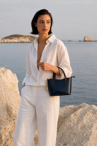 Borsa a mano in pelle Bailey - Blu e marrone
