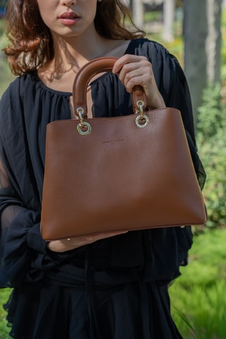 Borsa a mano in pelle Silvia - Cammello