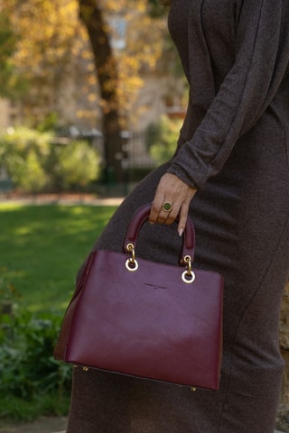 Borsa a mano in pelle Silvia - Bordeaux