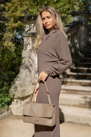 Sac porté épaule en cuir Ilana - Taupe