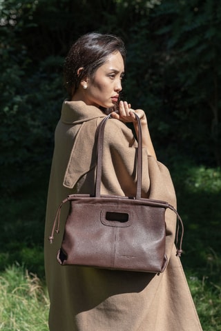 Sac porté épaule en cuir Aubin - Marron