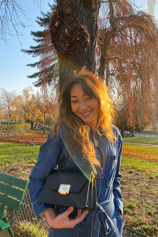 Borsa a tracolla in pelle Ava - Nero