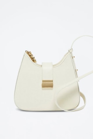 Borsa a tracolla in pelle Hely - Bianco e dorato