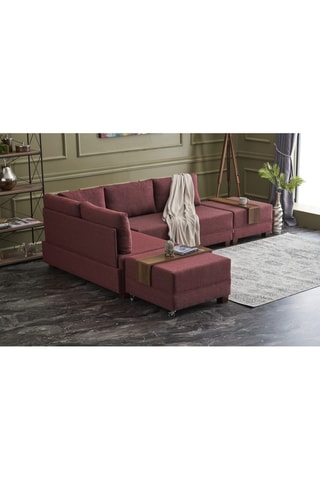 Canapé 4 places d'angle gauche convertible Fly Corner Sofa Bed Left - Bordeaux - En tissu