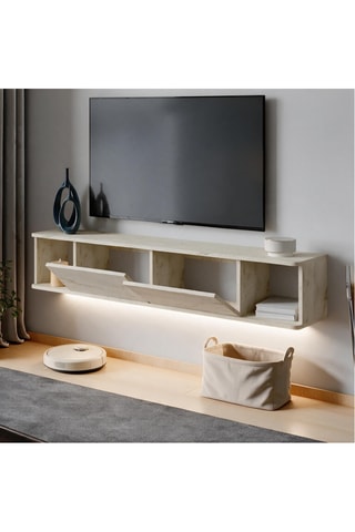 Meuble TV 2 abattants Twist LED - 160 x 29 cm