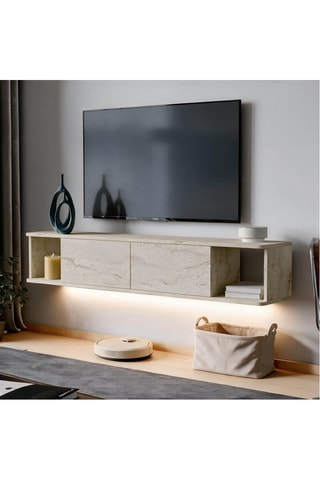Meuble TV 2 abattants Twist LED - 160 x 29 cm