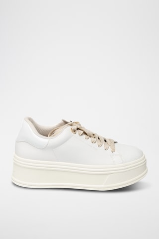 Zapatillas de piel con plataforma - Blanco