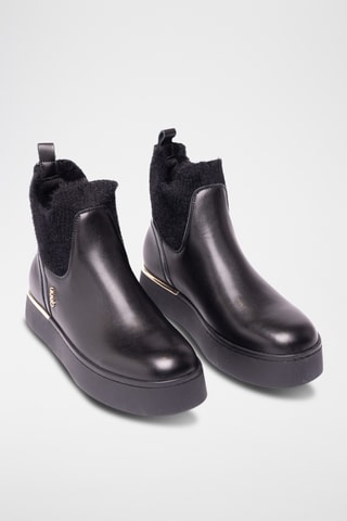 Botines de piel forrados - Negro