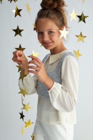 Blusa efecto doble prenda - Blanco