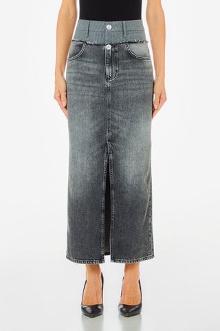 Falda midi vaquera - Gris