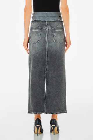 Falda midi vaquera - Gris