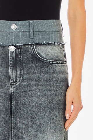Falda midi vaquera - Gris