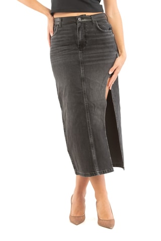 Falda midi vaquera - Negro