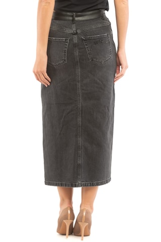 Falda midi vaquera - Negro