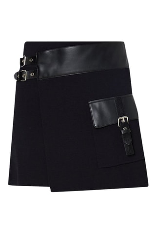 Falda cruzada de talle alto - Negro