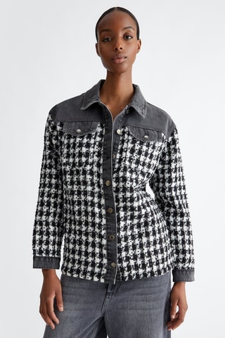 Chaqueta vaquera y de tweed - Negro