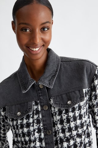 Chaqueta vaquera y de tweed - Negro