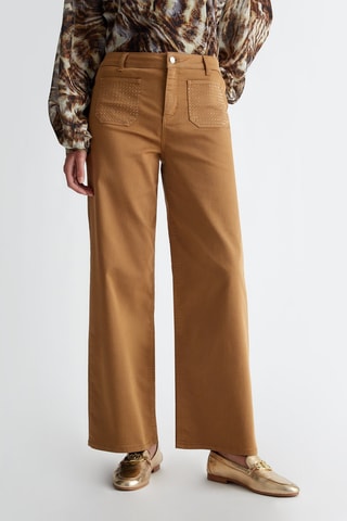 Pantalón flare de tiro alto - Beige
