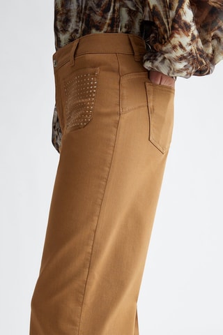 Pantalón flare de tiro alto - Beige