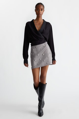 Minifalda de talle alto - Gris