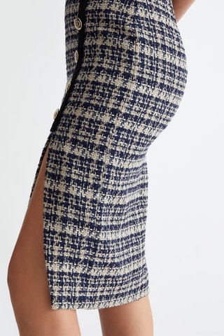 Falda recta de tweed - Azul