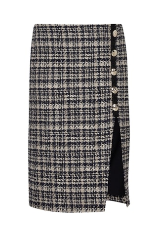 Falda recta de tweed - Azul