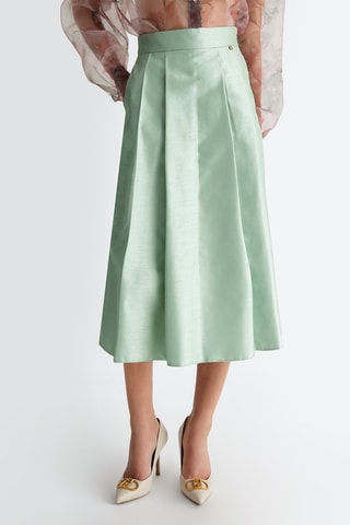 Falda midi de talle alto - Verde