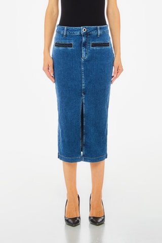 Falda midi vaquera - Azul