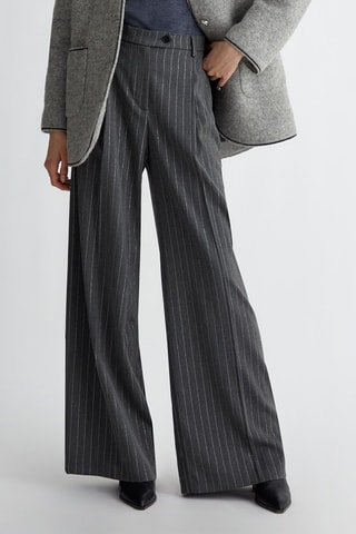 Pantalón flare de tiro alto - Gris