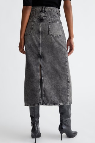 Falda recta vaquera de talle alto - Gris