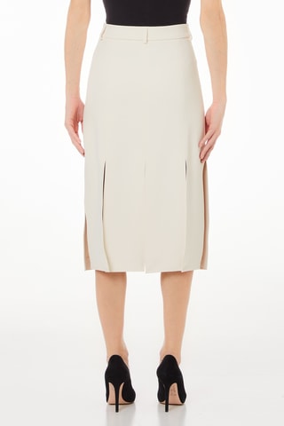 Falda midi de talle alto - Beige