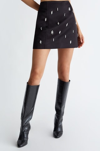 Minifalda de talle alto - Negro