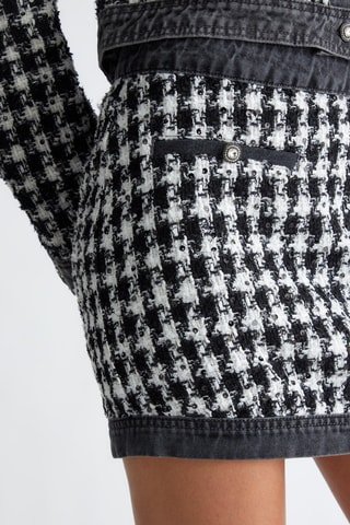 Falda recta vaquera y de tweed - Negro