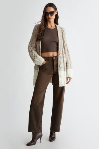 Chaqueta larga de lana y alpaca - Beige