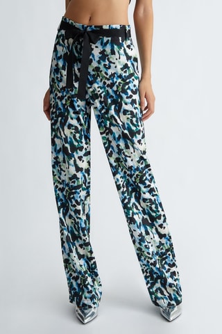 Pantalón straight de tiro alto - Azul