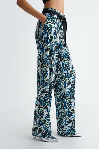 Pantalón straight de tiro alto - Azul